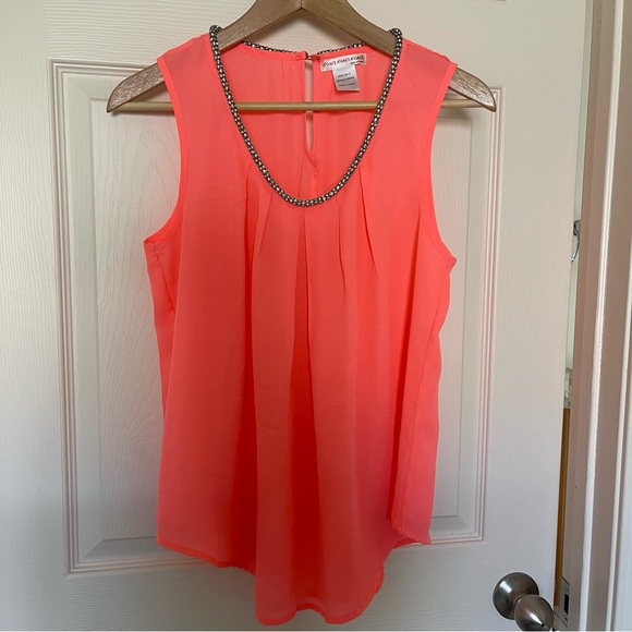 A’gaci Neon Color Sleeveless Blouse w/ Embellished Collar - Picture 1 of 8